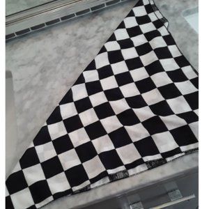 Black and white checker print bandana face mask